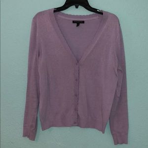 Lavender Scalloped Neck Cardigan